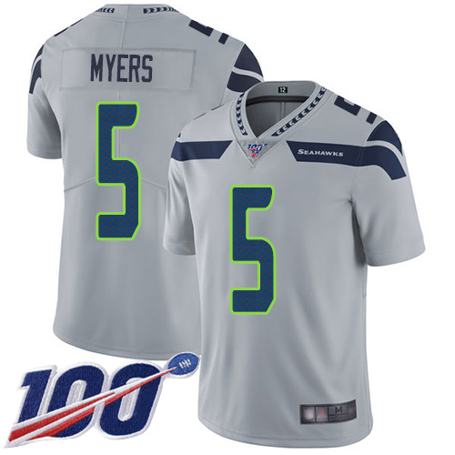 Seattle Seahawks Limited Grey Men Jason Myers Alternate Jersey NFL Football #5 100th Season Vapor Untouchable->youth nfl jersey->Youth Jersey